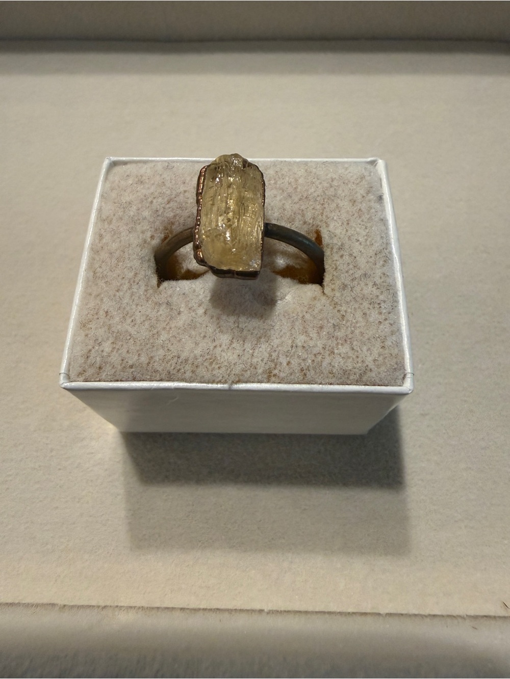 Raw citrine and copper ring size 11